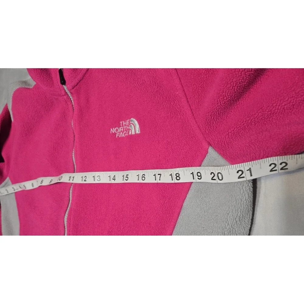 The North Face Womens Large Pink/Grey Fleece Full Zip Jacket Outdoor Cozy Logo - Picture 7 of 9